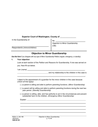 Form GDN M301 Objection to Minor Guardianship - Washington