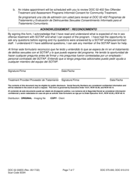 Form DOC02-330ES Informed Consent for Prison Treatment - Sex Offender Treatment and Assessment Programs - Washington (English/Spanish), Page 7