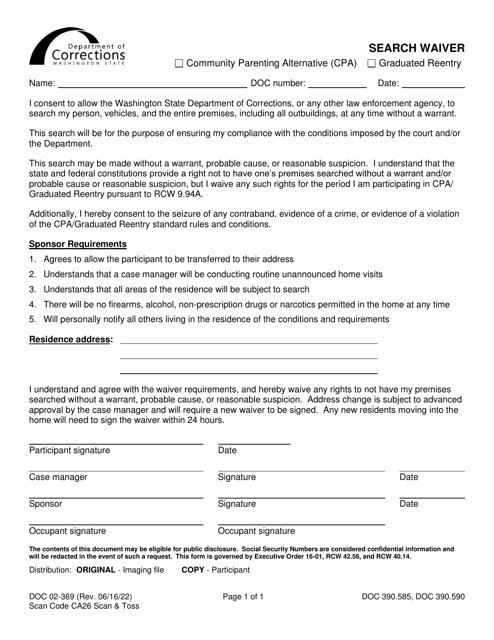 Form DOC02-369  Printable Pdf