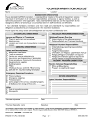Document preview: Form DOC03-441 Volunteer Orientation Checklist - Washington
