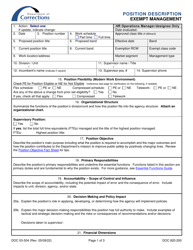 Document preview: Form DOC03-504 Position Description - Exempt Management - Washington