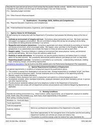 Form DOC03-504 Position Description - Exempt Management - Washington, Page 2