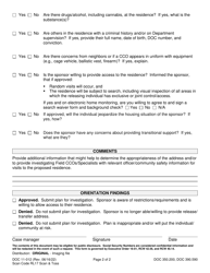 Form DOC11-012 Release/Transfer Sponsor Orientation Checklist - Washington, Page 2