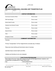 Document preview: Form DOC13-084 Mission Housing/Skill Building Unit Transition Plan - Washington