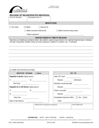 Document preview: Form DOC13-380 Release of Incarcerated Individual - Washington