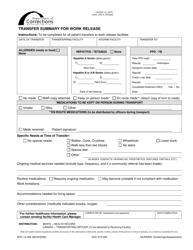 Document preview: Form DOC13-455 Transfer Summary for Work Release - Washington