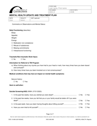 Form DOC13-600 Mental Health Update and Treatment Plan - Washington, Page 4