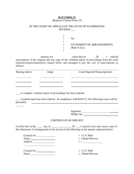 RAP Form 15 Statement of Arrangements - Washington