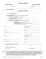Form 700-00089PAG Summary of Account for Adult Guardianship - Vermont, Page 3
