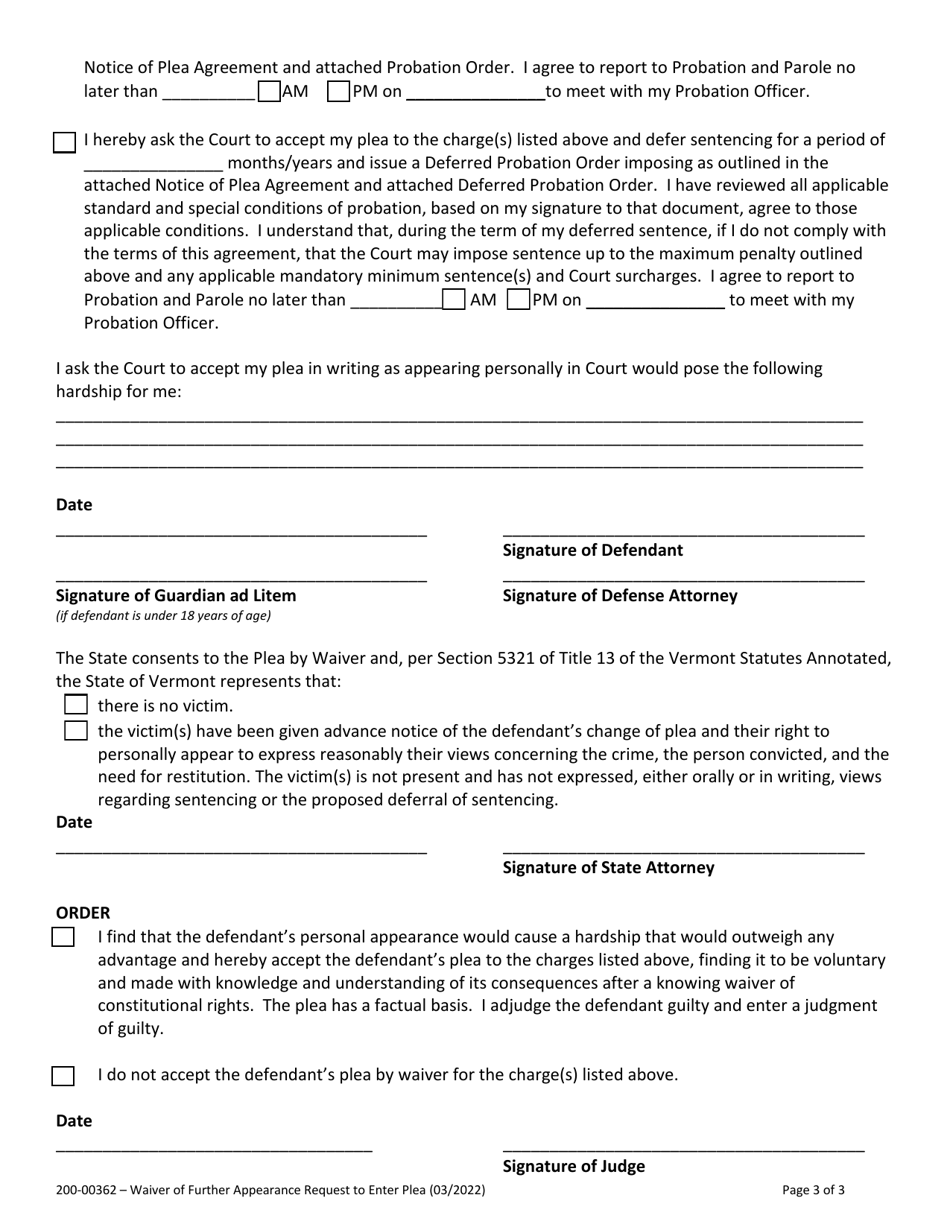 Form 200-00362 Download Fillable PDF or Fill Online Waiver of Further ...