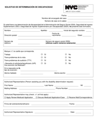 Document preview: Form MAP-3177 Disability Determination Request - New York City (English/Spanish)