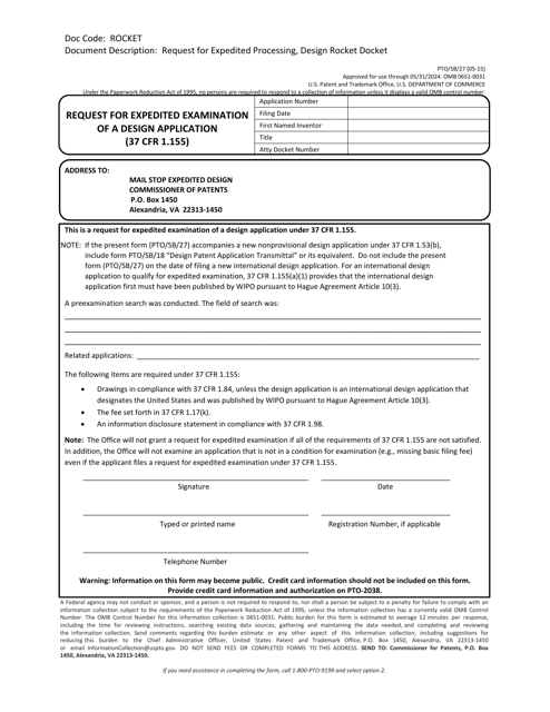 Form PTO/SB/27 - Fill Out, Sign Online and Download Fillable PDF ...