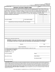 Form PTO/SB/91 Deposit Account Order Form
