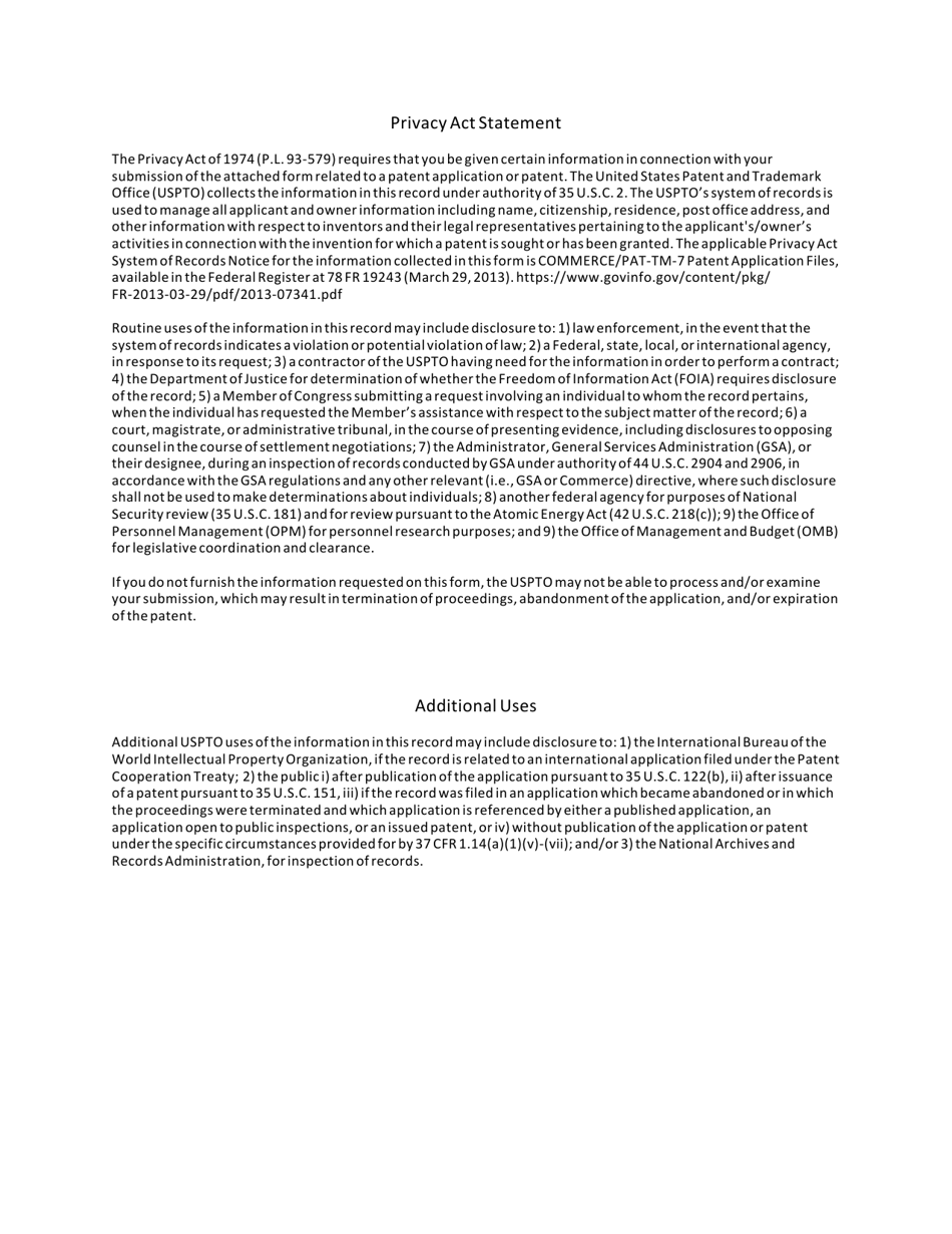 Form PTO / SB / 448 Certification and Request to Treat an Application Filed During a Designated Significant Unplanned Electronic Business System Outage as an Application Filed by the Usptos Electronic Filing System, Page 2