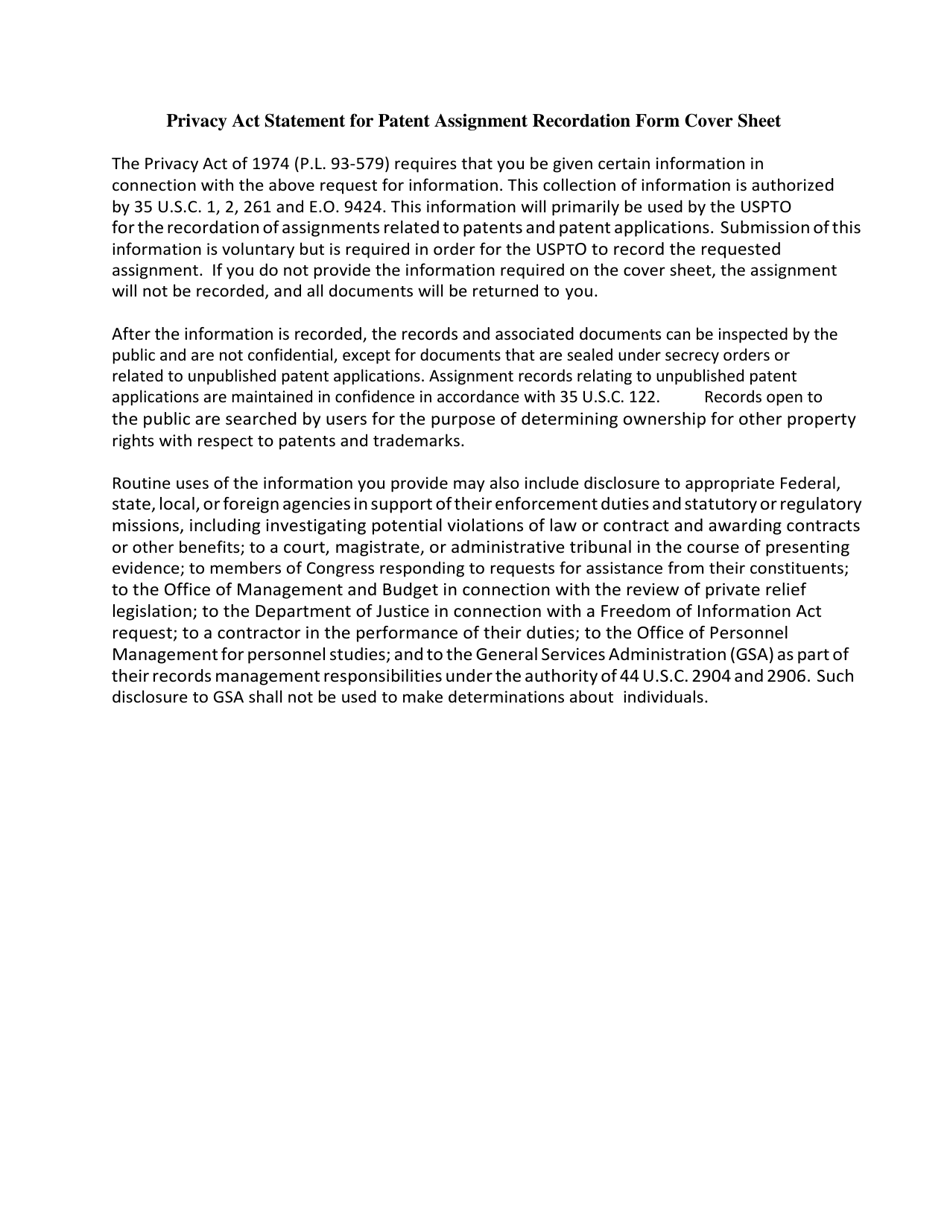 Form PTO-1595 Recordation Form Cover Sheet - Patents Only, Page 3