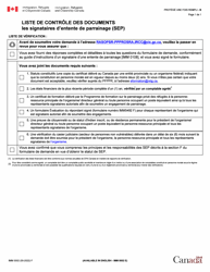 Document preview: Forme IMM0002 Liste De Controle DES Documents Les Signataires D'entente De Parrainage (Sep) - Canada (French)