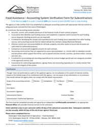 Document preview: Form AGR-2206-A Food Assistance - Accounting System Verification Form for Subcontractors - Washington