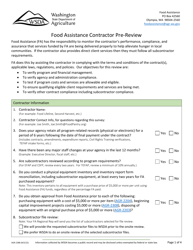 Form AGR-2388 Food Assistance Contractor Pre-review - Washington