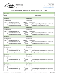 Document preview: Form AGR-2386 Food Assistance Contractor Site List - Tefap/Csfp - Washington