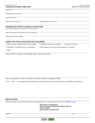 Document preview: Form BOE-254 Language Access Complaint - California