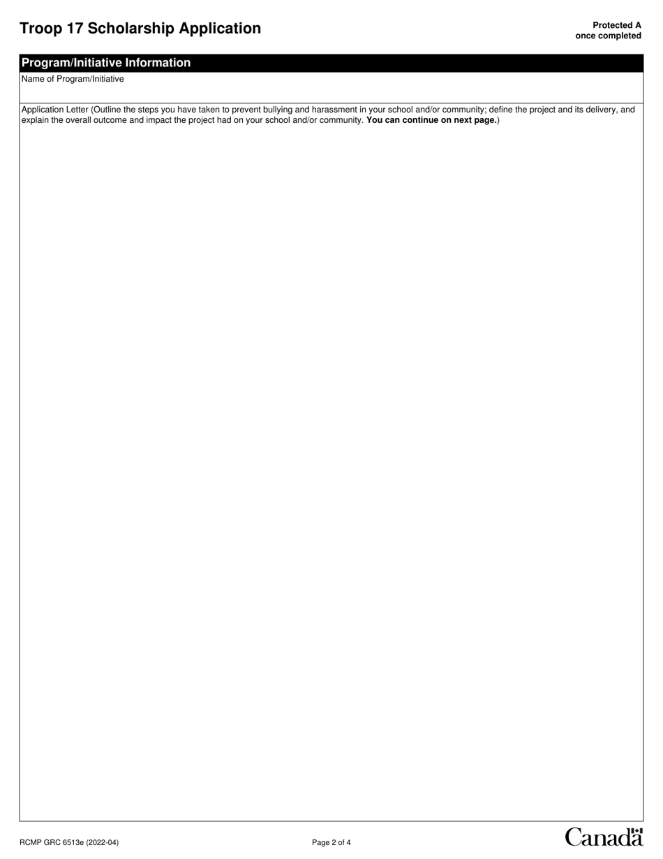 Form RCMP GRC6513 Troop 17 Scholarship Application - Canada, Page 3