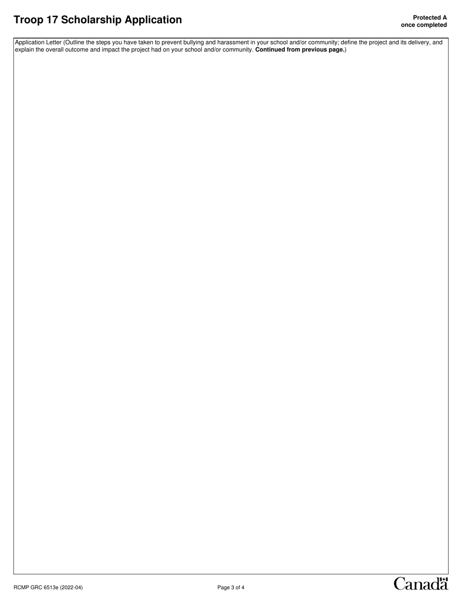 Form RCMP GRC6513 Troop 17 Scholarship Application - Canada, Page 4