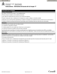 Document preview: Forme GRC RCMP6513 Demande De Bourse De La Troupe 17 - Canada (French)
