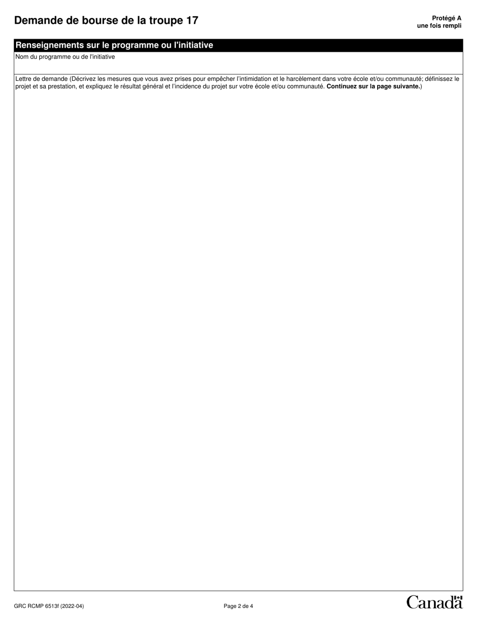 Forme GRC RCMP6513 Demande De Bourse De La Troupe 17 - Canada (French), Page 3