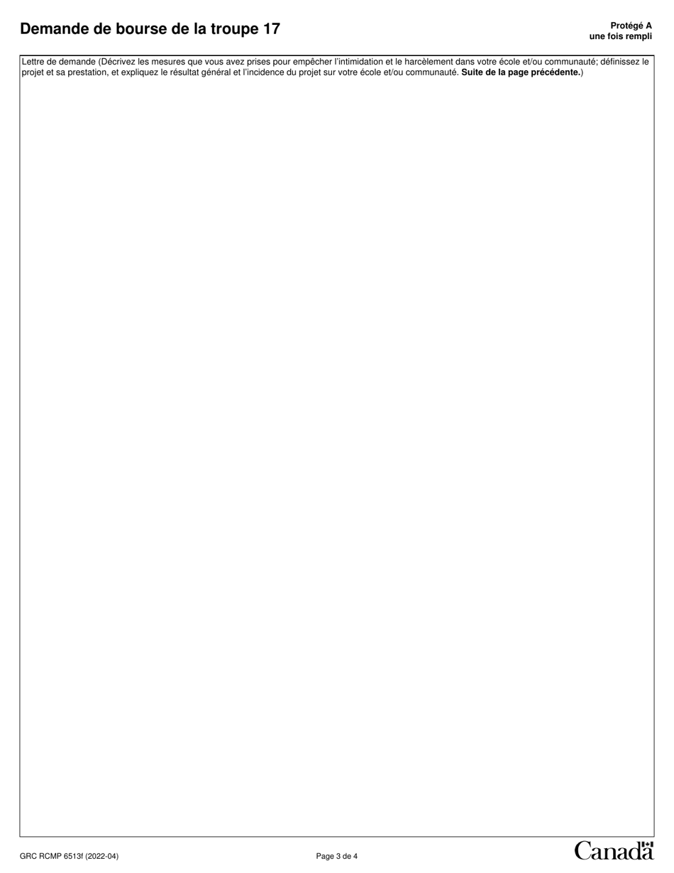 Forme GRC RCMP6513 Demande De Bourse De La Troupe 17 - Canada (French), Page 4