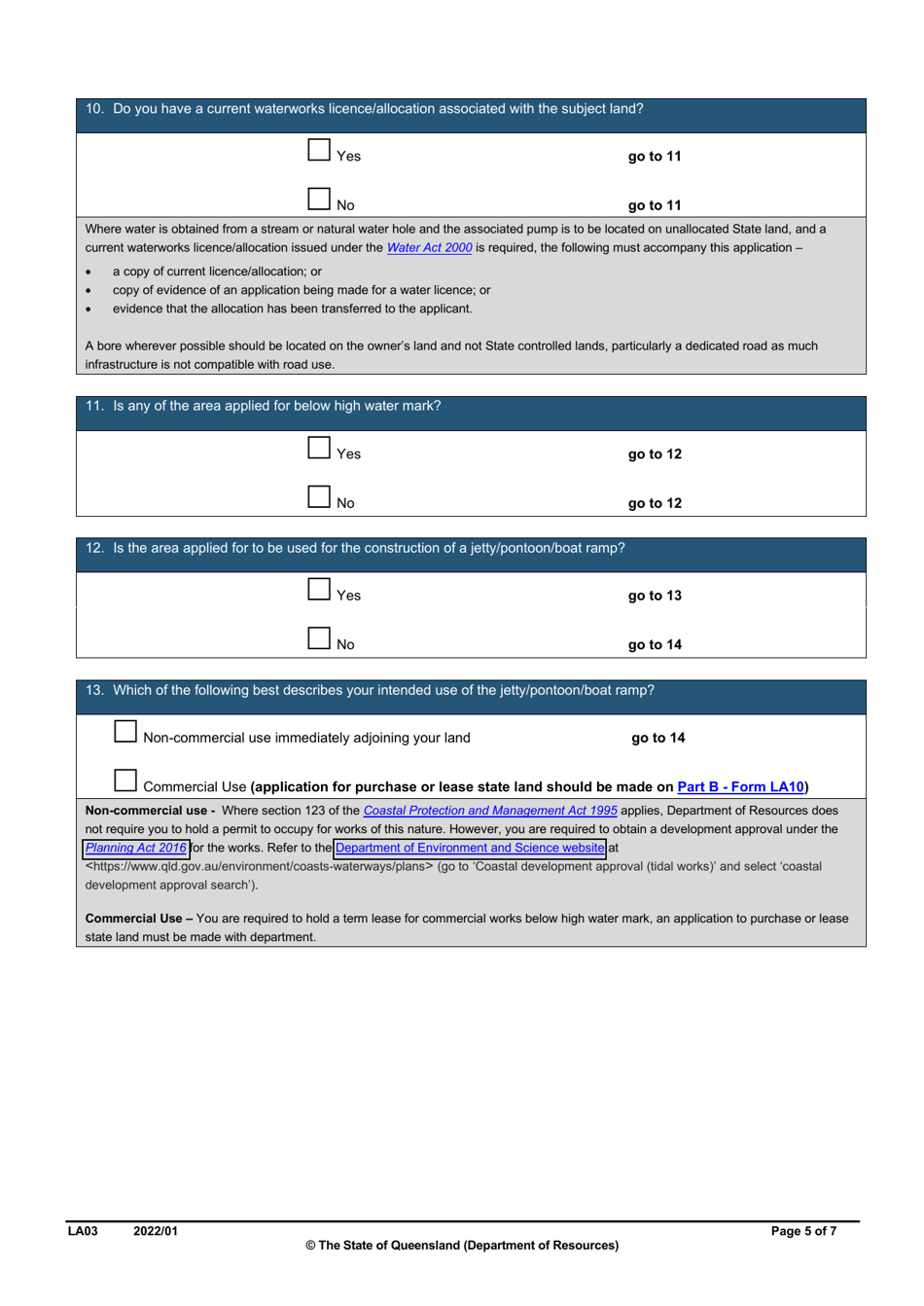 Form LA03 Part B Permit to Occupy Application - Queensland, Australia, Page 5