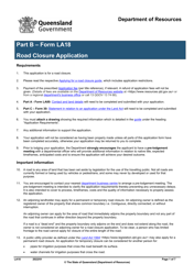 Document preview: Form LA18 Part B Road Closure Application - Queensland, Australia