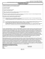 Form PTO/AIA/02 Substitute Statement in Lieu of an Oath or Declaration for Utility or Design Patent Application (35 U.s.c. 115(D) and 37 Cfr 1.64) (English/Italian), Page 2