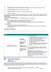 Application for Access to Coronial Documents - Queensland, Australia, Page 2