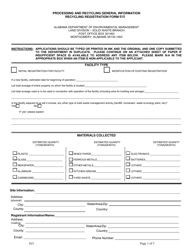 ADEM Form 015 &quot;Processing and Recycling General Information Recycling Registration Form&quot; - Alabama, Page 2