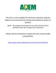 Document preview: ADEM Form 19 Annual Walkthrough Inspection Checklist Log - Alabama