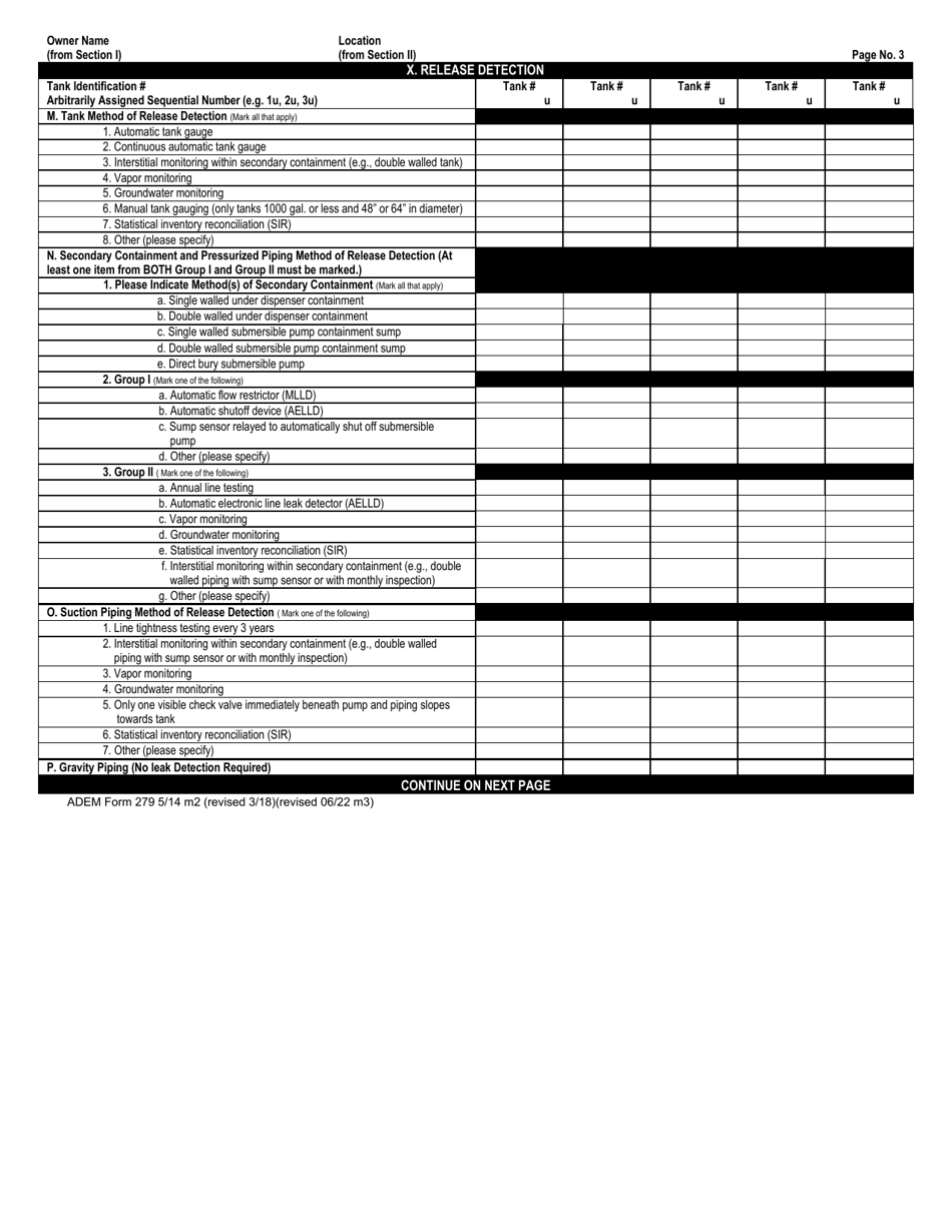 ADEM Form 279 Notification for Underground Storage Tanks - Alabama, Page 4