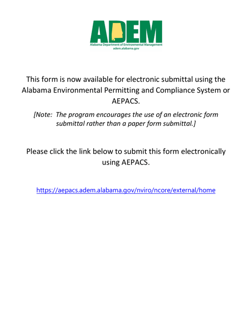 ADEM Form 283 Notification for Aboveground Storage Tanks - Alabama