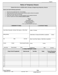 ADEM Form 310 Notice of Temporary Closure - Alabama, Page 2