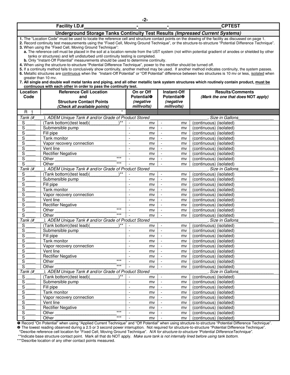 ADEM Form 332 Cathodic Protection Monitoring Form for Impressed Current Systems - Alabama, Page 3