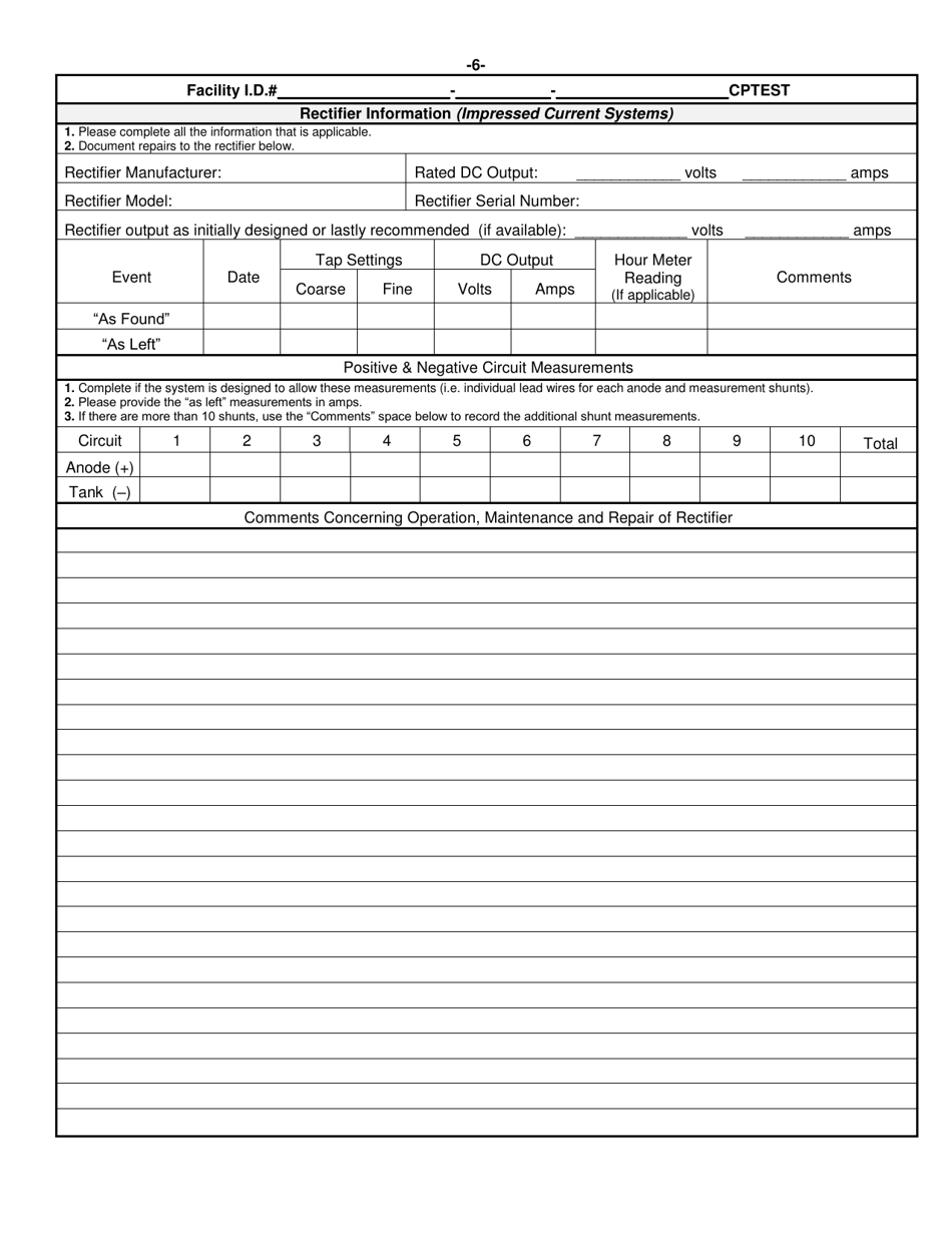 ADEM Form 332 Cathodic Protection Monitoring Form for Impressed Current Systems - Alabama, Page 7