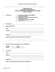 ADEM Form 439 Permit Application - Solid Waste Disposal Facility - Alabama, Page 3