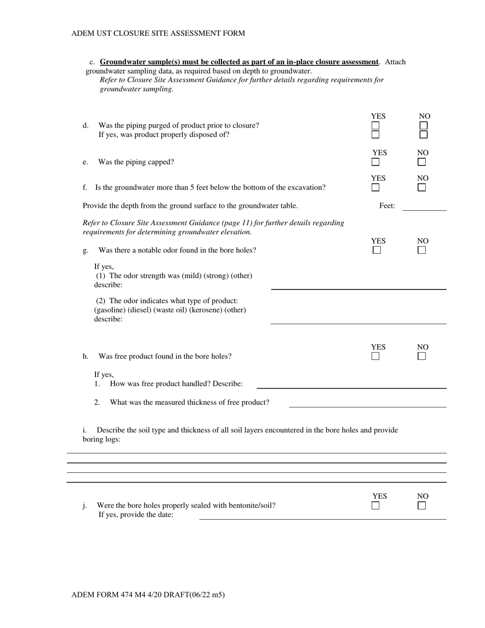 ADEM Form 474 ADEM Ust Closure Site Assessment Report - Alabama, Page 9