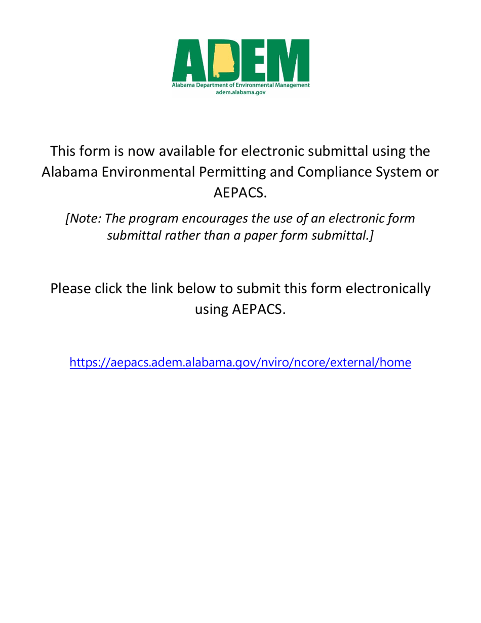 ADEM Form 540 Scrap Tire Processor Permit Application - Alabama, Page 1