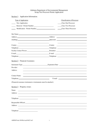 ADEM Form 540 Scrap Tire Processor Permit Application - Alabama, Page 2