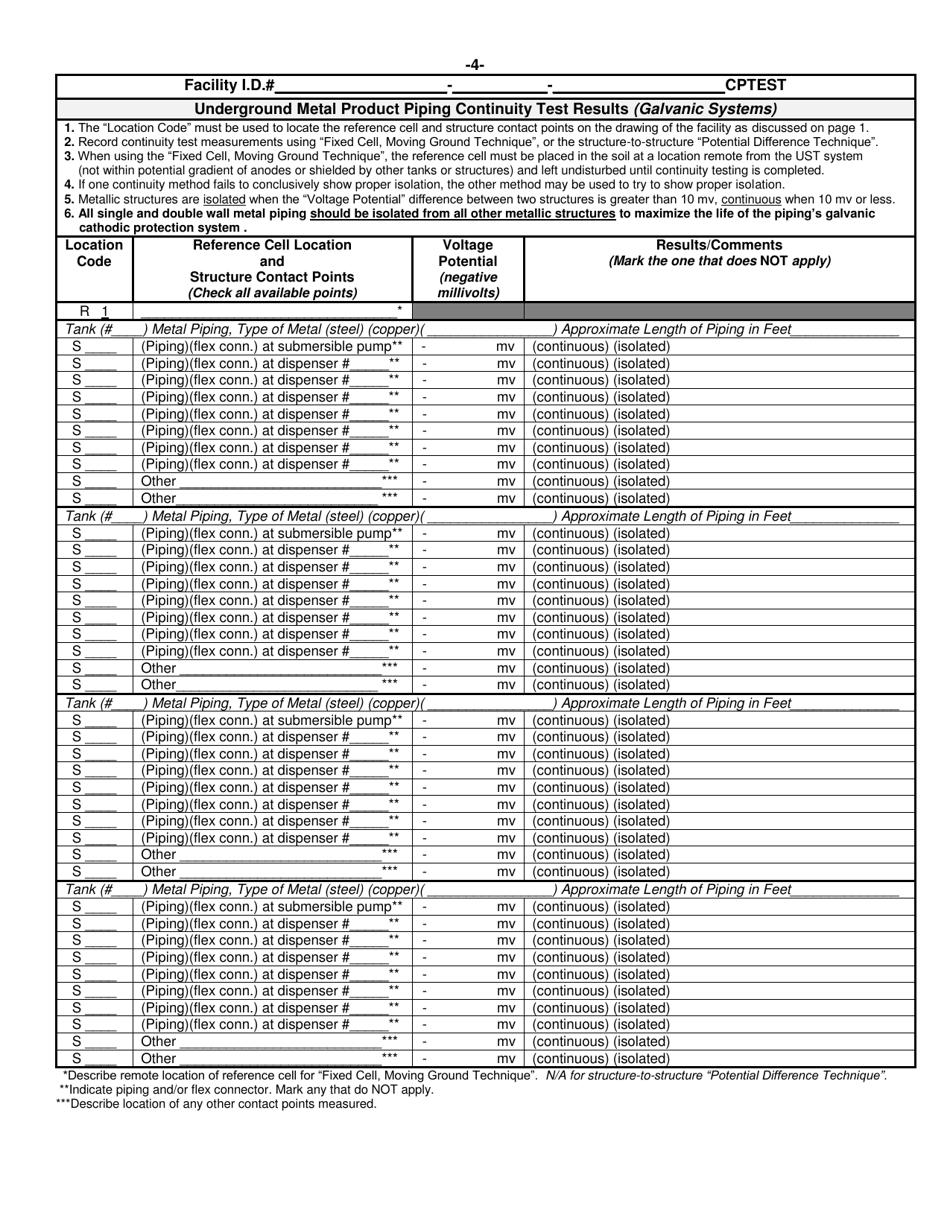 ADEM Form 545 Cathodic Protection Monitoring Form for Galvanic Systems - Alabama, Page 5