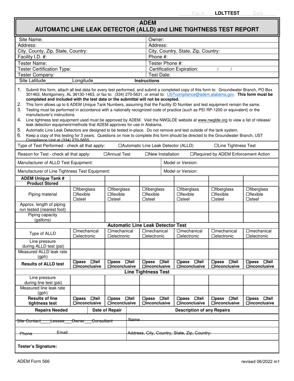 ADEM Form 566 - Fill Out, Sign Online and Download Printable PDF ...