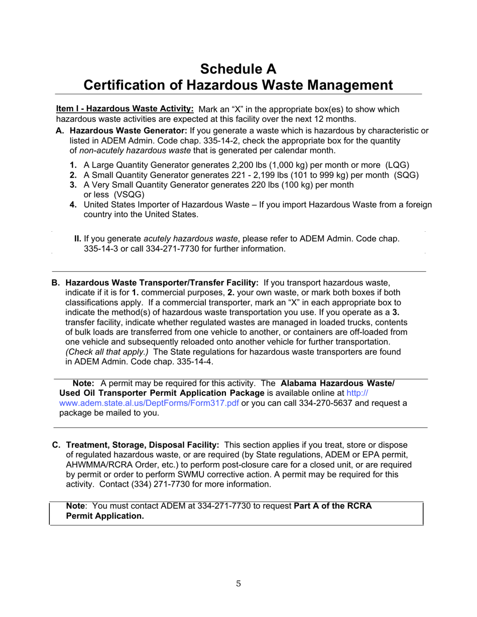 ADEM Form 8700-12 Notification of Regulated Waste Activity - Alabama, Page 18