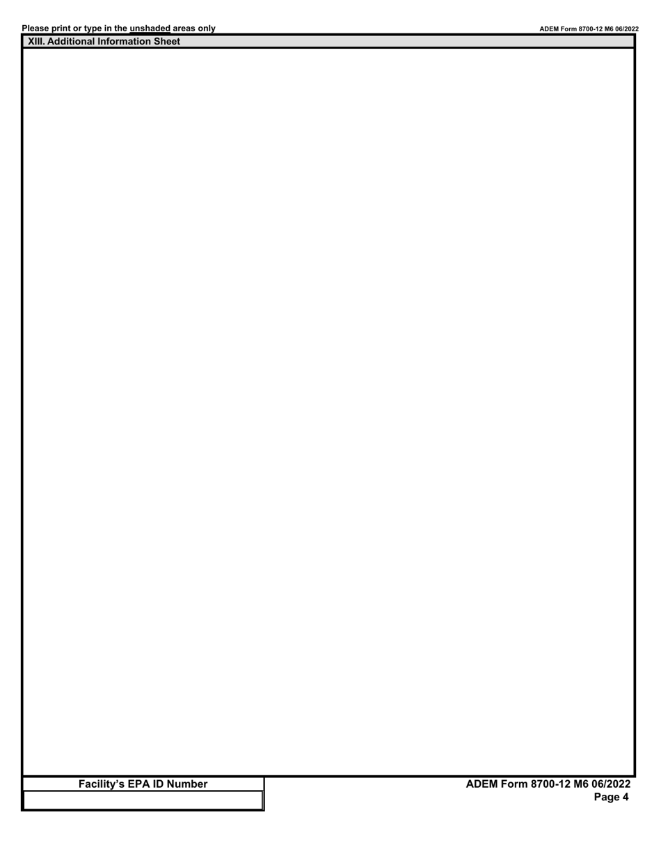 ADEM Form 8700-12 Notification of Regulated Waste Activity - Alabama, Page 4