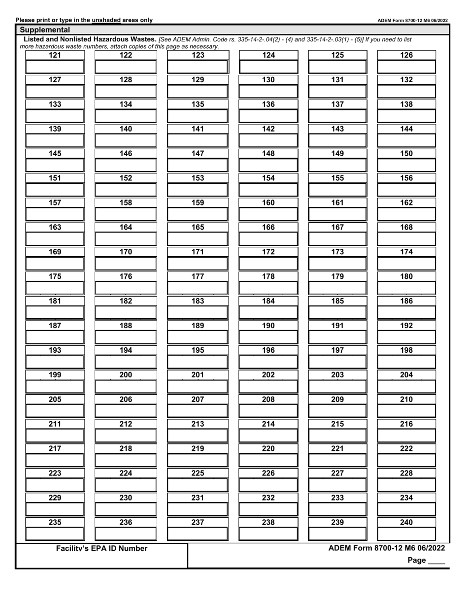 ADEM Form 8700-12 Notification of Regulated Waste Activity - Alabama, Page 8