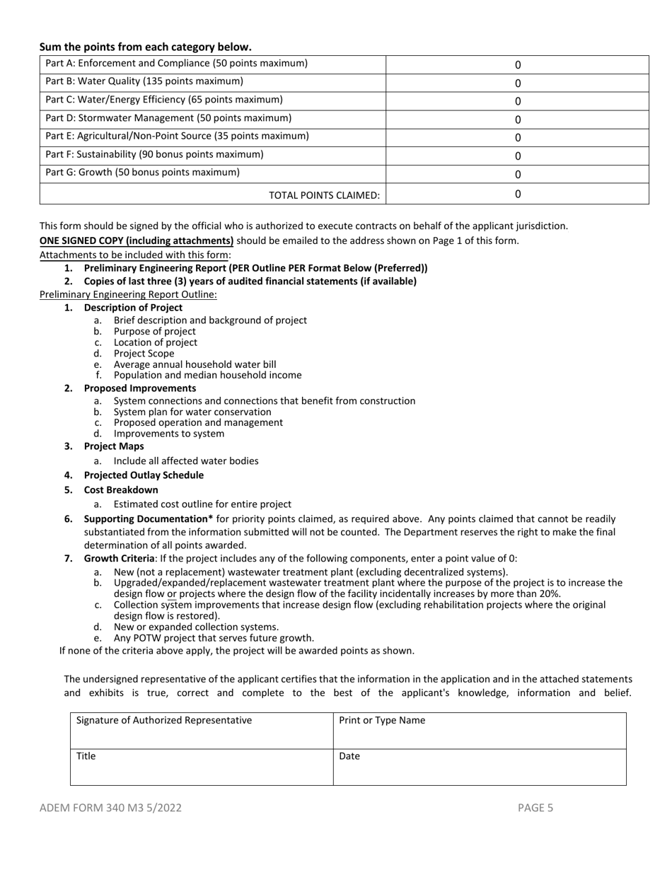 ADEM Form 340 Download Fillable PDF or Fill Online Clean Water State ...